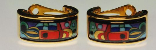 SIGNED FREY WILLE GOLD PLATED HOOP EARRINGS