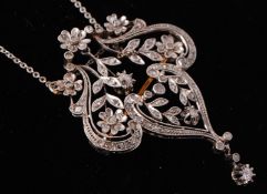 A French Belle Epoque Diamond Brooch Pendant Necklace