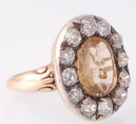 A 19th Century Diamond Cluster Intaglio Ring
