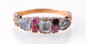 GEORGIAN 19TH CENTURY SAPPHIRE AND RUBY RING