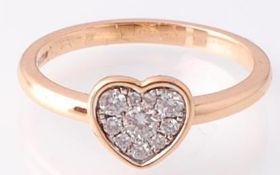 18CT ROSE GOLD AND DIAMOND HEART SHAPED RING