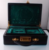 ASPREY OF LONDON LEATHER AND BRASS APPOINTED JEWELLERY CASE