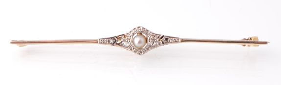 An Edwardian Half Pearl & Diamond Brooch pin