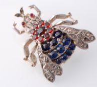 A Gold & Silver Figural Bee Brooch Pin