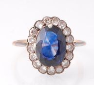 An Early 20th Century Sapphire & Diamond Cluster Ring