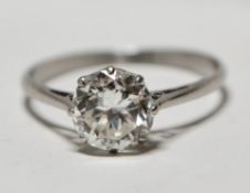 A 1940's 18ct Gold, Platinum & Diamond Solitaire Ring