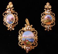 A 19th Century Gold & Pearl Earring & Pendant Suite