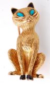 18CT GOLD CARTIER NOVELTY CLIP BROOCH IN THE FORM OF A CAT