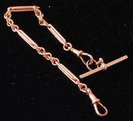 VICTORIAN 19TH CENTURY ROSE GOLD 9CT BRACELET CHAIN AND BAR