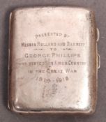 WWI FIRST WORLD WAR SOLID SILVER PRESENTATION CIGARETTE CASE