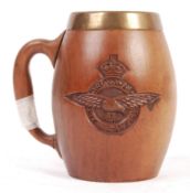 TEAK WOOD RAF ROYAL AIR FORCE MUG / TANKARD