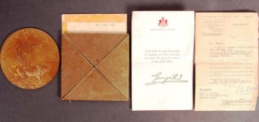 WWI FIRST WORLD WAR DEATH / MEMORIAL PLAQUE / PENN