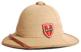 RARE ORIGINAL WWII PITH HELMET FROM FOURTEENTH ARM