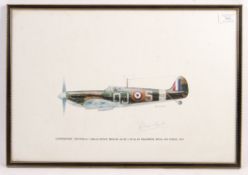 KEITH BROOMFIELD WWII RELATED SPITFIRE PRINT SIGNED BY D. BADER