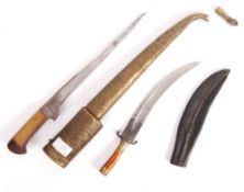 EARLY 20TH CENTURY PESH-KABZ AND CURVED INDIAN DAGGER