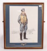WWII GERMAN LUFTWAFFE FIGHTING ACE FRAMED PRINT &