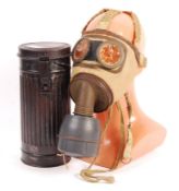 WWII SECOND WORLD WAR FRENCH GAS MASK AND GERMAN CANISTER