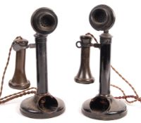 PAIR OF WWI FIRST WORLD WAR ERA CANDLESTICK TELEPH