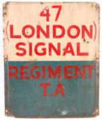 RARE ORIGINAL WWII 47TH LONDON SIGNALS PAINTED ENA