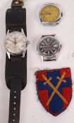 COLLECTION OF ORIGINAL WWII PATCHES, BADGES & WATC
