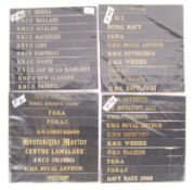 ASSORTED 20TH CENTURY CONFLICTS BRITISH NAVAL CAP TALLIES