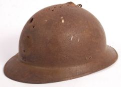 WWII DUNKIRK FRENCH ADRIAN COMBAT HELMET WITH SNIP