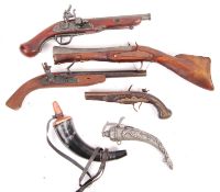 19TH CENTURY STYLE DECORATIVE REPLICA FLINT LOCK PISTOLS