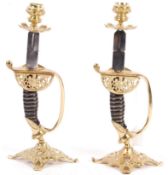 WWI GERMAN IMPERIAL ARMY STYLE SWORD HANDLE CANDLESTICKS