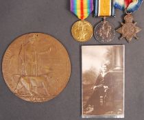 WWI FIRST WORLD WAR MEDAL GROUP & DEATH PLAQUE - HMS BULWARK