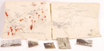 WWII BATTLE OF BRITAIN RELATED SKETCH BOOK & PHOTO