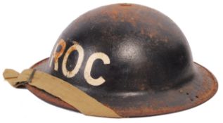 RARE WWII ROYAL OBSERVER CORPS STEEL BRODIE HELMET