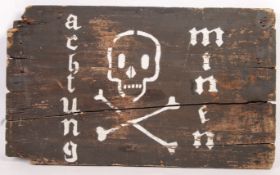 RARE ORIGINAL WWII D-DAY GERMAN ARMY MINE WARNING