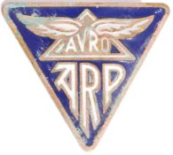 RARE ORIGINAL AVRO AIR RAID PRECAUTIONS ENAMEL BAD