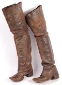 RARE PAIR OF ENGLISH EARLY LEATHER CAVALRY BOOTS