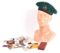 COLLECTION OF ASSORTED MEDALS, BADGES & BERET