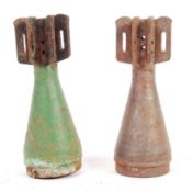 TWO WWII SECOND WORLD WAR GERMAN MORTAR BOMB FINS
