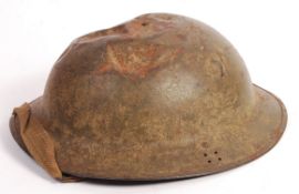 ORIGINAL WWII STEEL BRODIE COMBAT HELMET WITH BATT