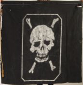 RARE WWII RELATED GERMAN SS SKULL BANNER