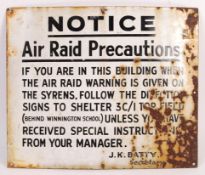 RARE WWII ARP AIR RAID PRECAUTIONS SHELTER ENAMEL