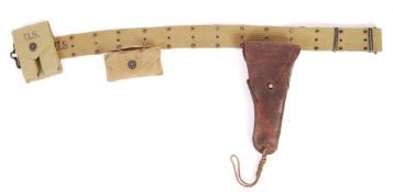 ORIGINAL WWII US ARMY 1942 SET OF WEBBING - HOLSTE