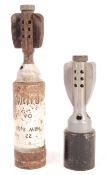 TWO BRITISH ARMY WWII MORTAR BOMB SHELL FINS
