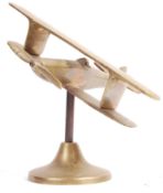 20TH CENTURY VINTAGE TRENCH ART STYLE BRASS MODEL WWII BIPLANE