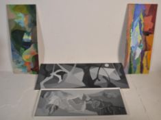 Dr Rhodes - A pair of multi coloured abstract oil