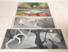 Dr Rhodes - A pair of monochrome oil paintings on