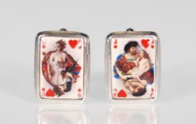 A pair of mens silver cufflinks. Sterling silver.