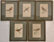 A set of five framed and glazed hand coloured prin
