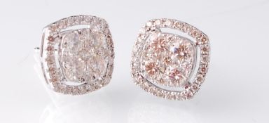 A Pair of Art Deco 18ct White Gold and Diamond Clu