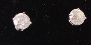 14CT WHITE GOLD AND DIAMOND STUD EARRINGS WITH POS