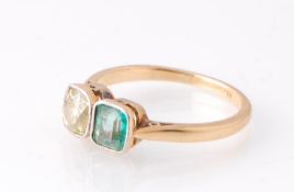 18CT GOLD EMERALD AND DIAMOND RING