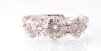 18CT WHITE GOLD AND DIAMOND 3 STONE RING APPROX 1.